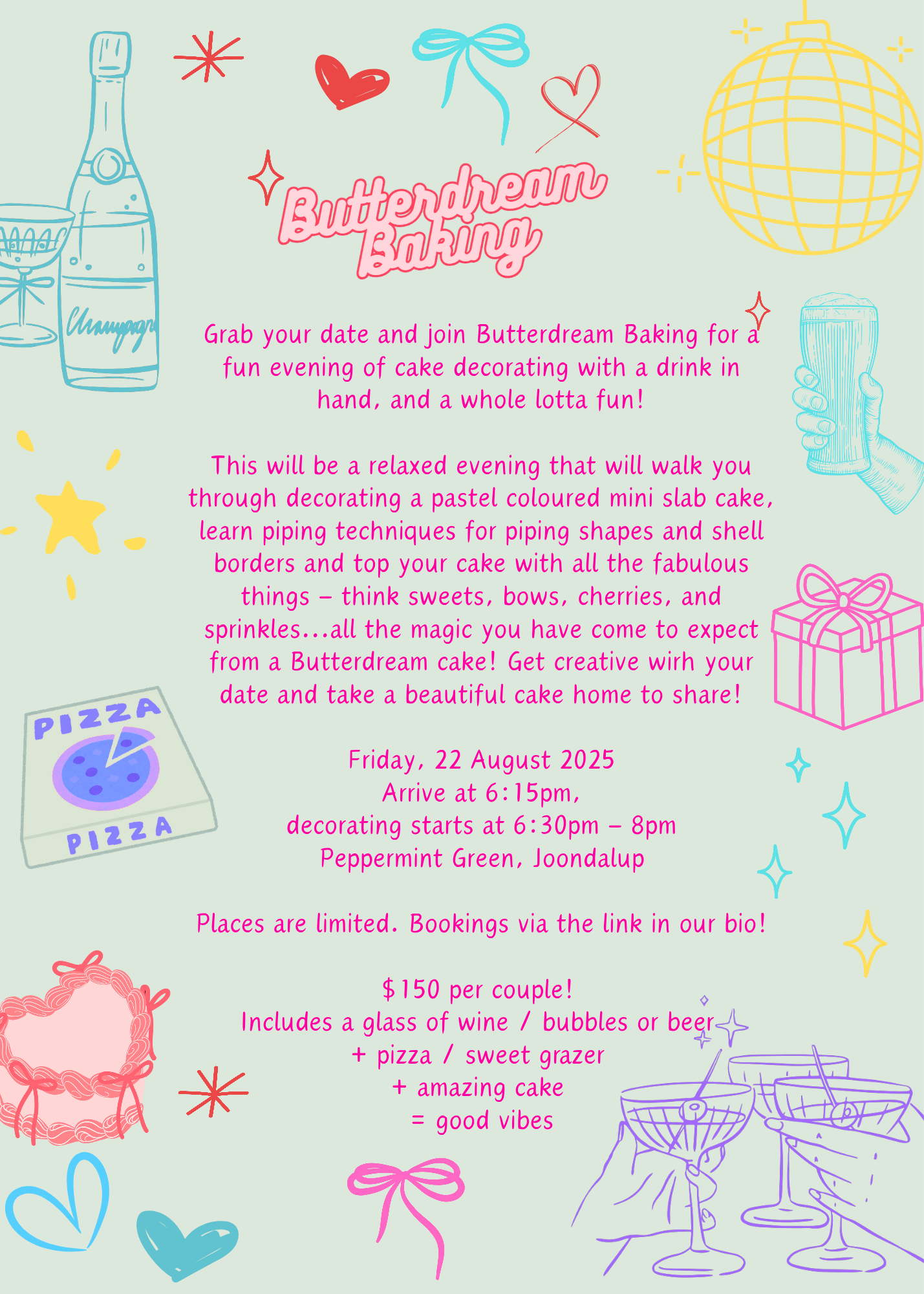 DATE NIGHT - an evening of cake decorating! 22 August 2025 (6:15pm - 8pm)